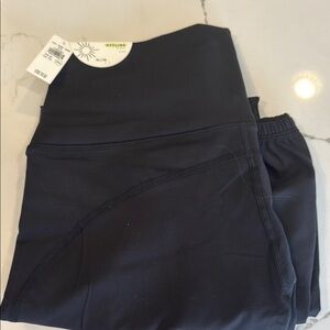 Aerie Black Leggings with Wide Waistband and Matte Finish